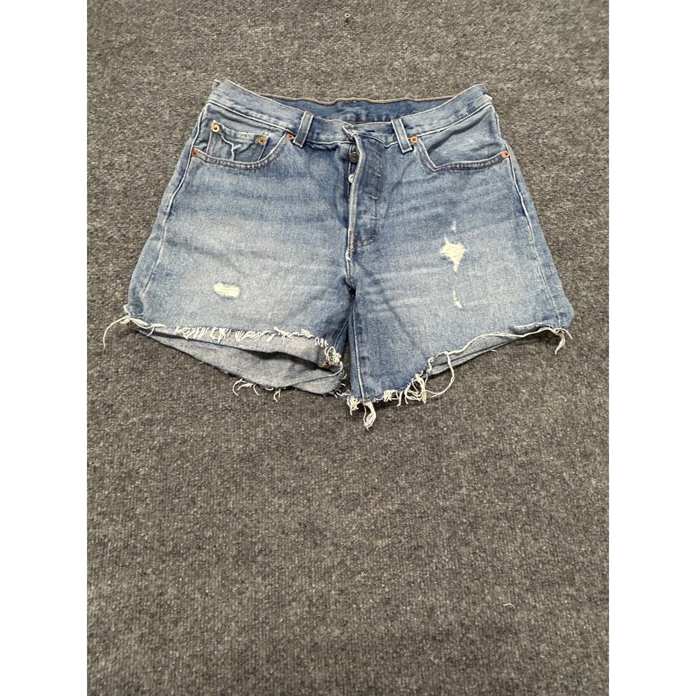 Levi's Shorts Womens Size 28 Blue 501 Premium Cotton Distressed Frayed Hem Denim
